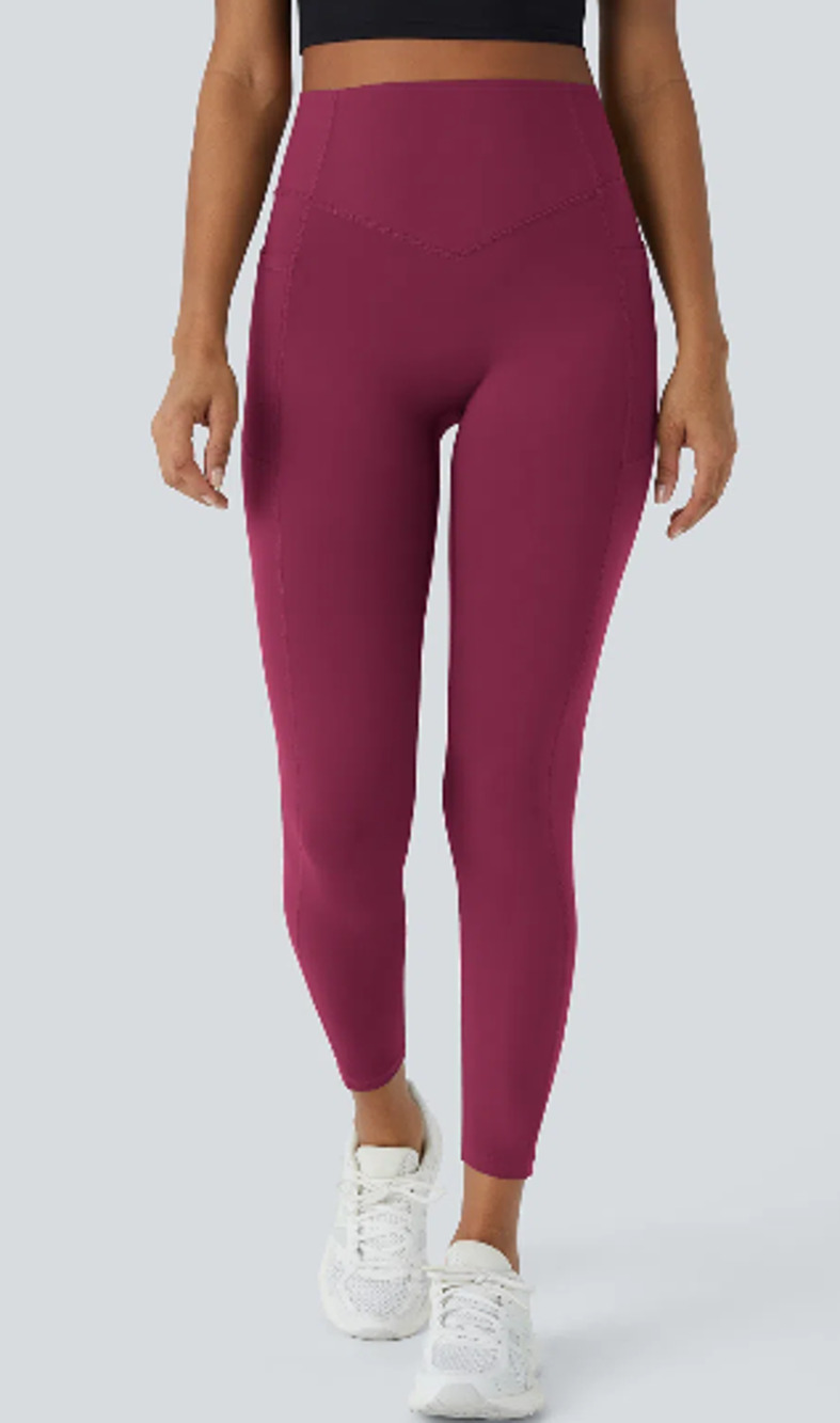 New Halara UltraSculp Tummy Control Pocket Leggings Plum M 7/8 Length